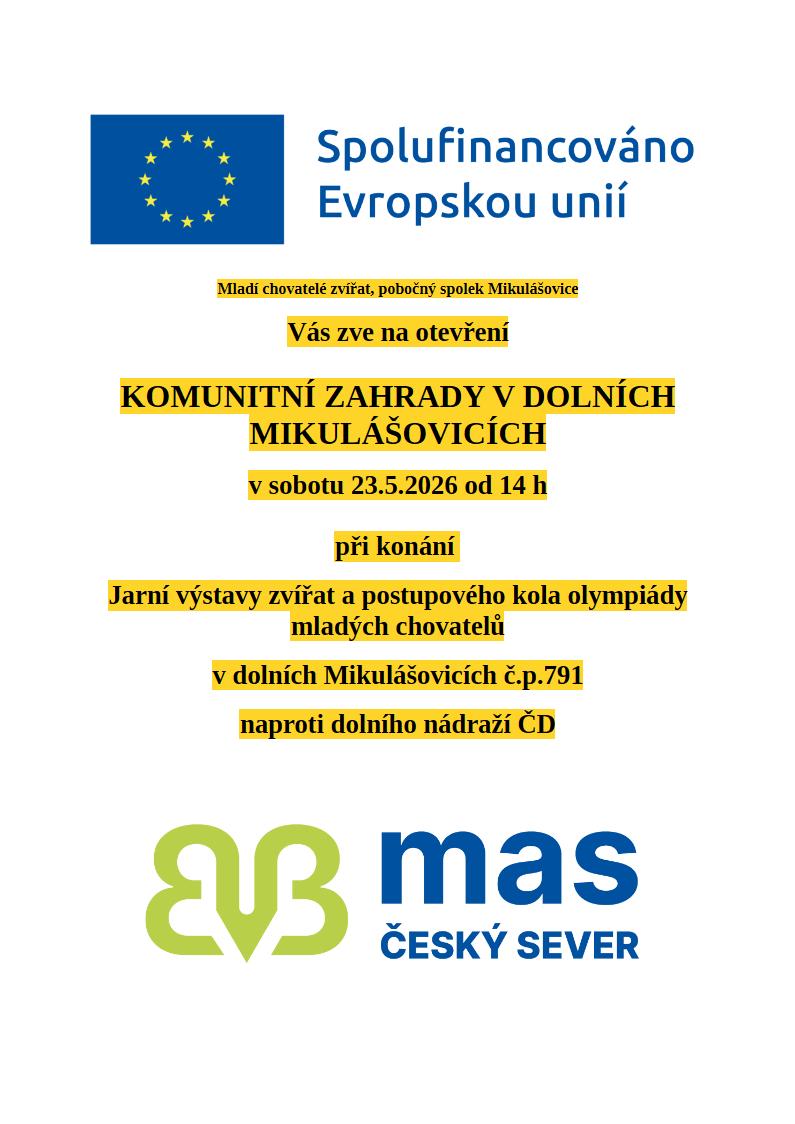 Plakát komunitní zahrada Mikulášovice